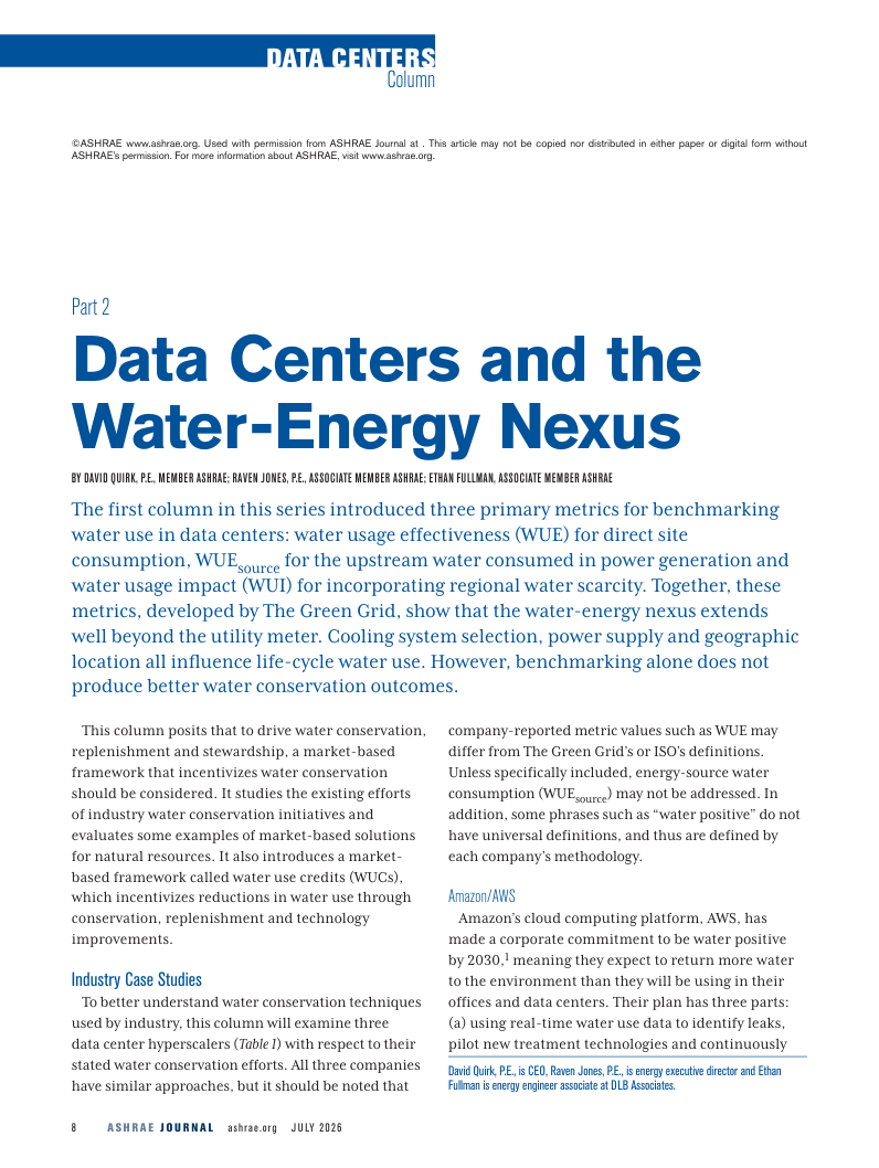 ASHRAE Journal article page, Part 2, July 2026